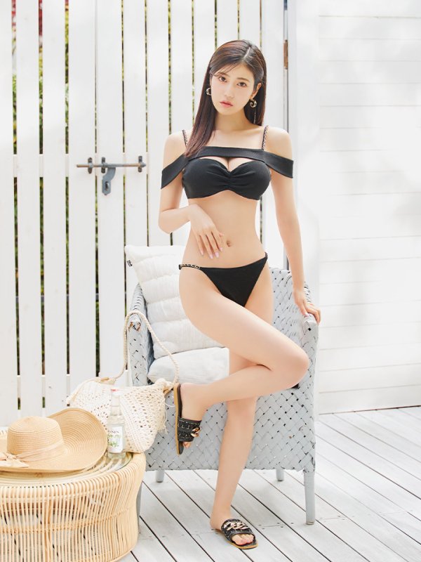 画像28: 【即日発送】【ビキニ】【水着】チェーンストラップオフショルビキニ 2点セット [YMT]