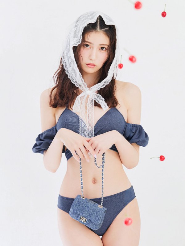 画像1: 【ビキニ】【水着】オフショルデニムビキニ 2点セット [YMT]