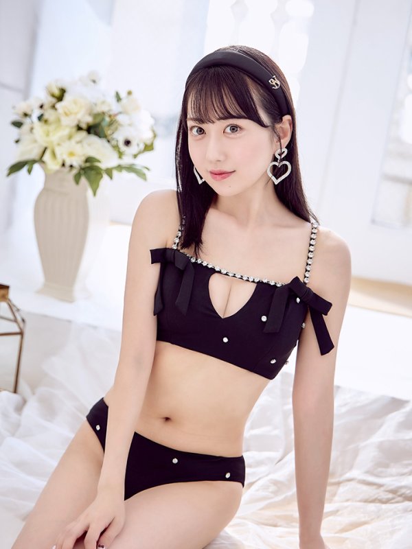 画像2: 【即日発送】【ビキニ】【水着】サイドリボンビジュースタッズビキニ 2点セット [YMT]