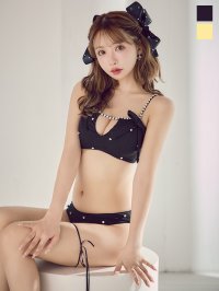 【予約 / 6月上旬発送予定】【ビキニ】【水着】サイドリボンビジュースタッズビキニ 2点セット [YMT]