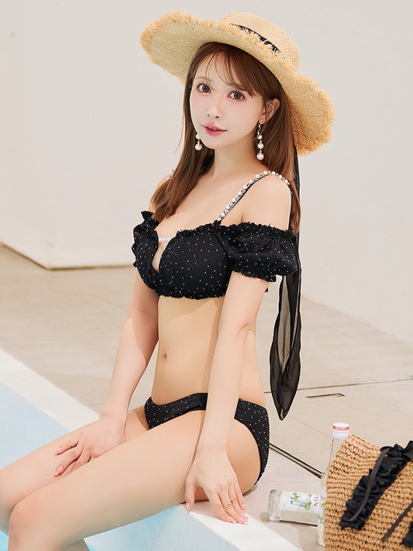 画像10: 【即日発送】【ビキニ】【水着】オフショルフレアスカートビキニ  4点セット[YMT]M274