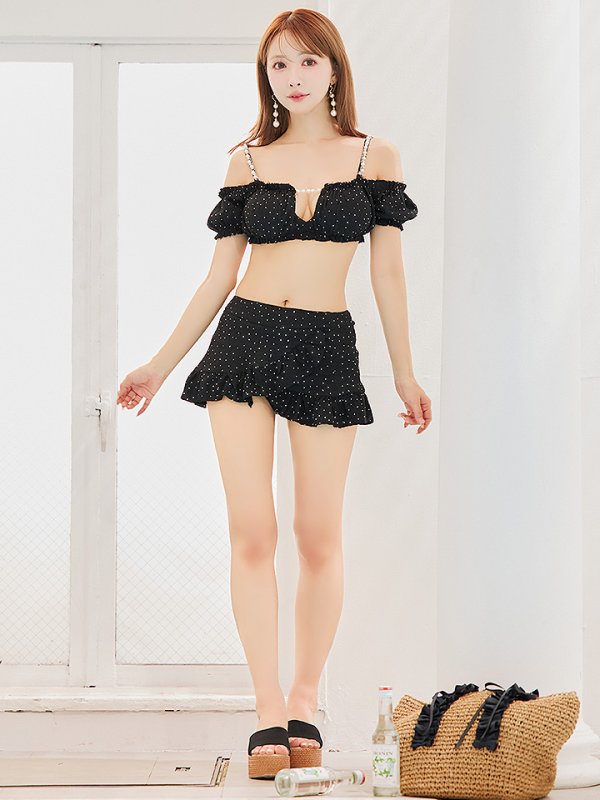 画像3: 【即日発送】【ビキニ】【水着】オフショルフレアスカートビキニ  2点セット[YMT]M274