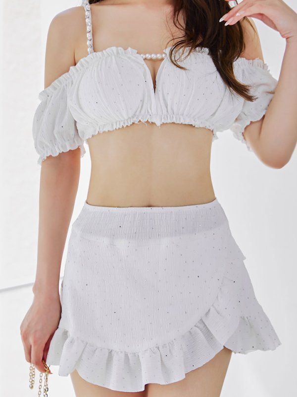 画像25: 【即日発送】【ビキニ】【水着】オフショルフレアスカートビキニ  4点セット[YMT]M274