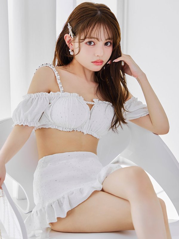 画像22: 【即日発送】【ビキニ】【水着】オフショルフレアスカートビキニ  4点セット[YMT]M274