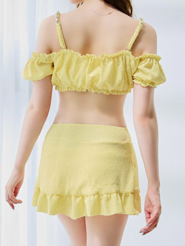 画像34: 【即日発送】【ビキニ】【水着】オフショルフレアスカートビキニ  4点セット[YMT]M274