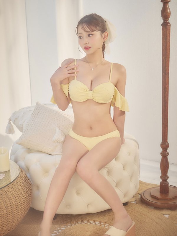 画像3: 【即日発送】【ビキニ】【水着】ビジューオフショルダーフリルビキニ 2点セット[YMT]