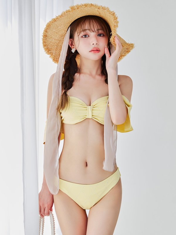 画像10: 【即日発送】【ビキニ】【水着】ビジューオフショルダーフリルビキニ 2点セット[YMT]