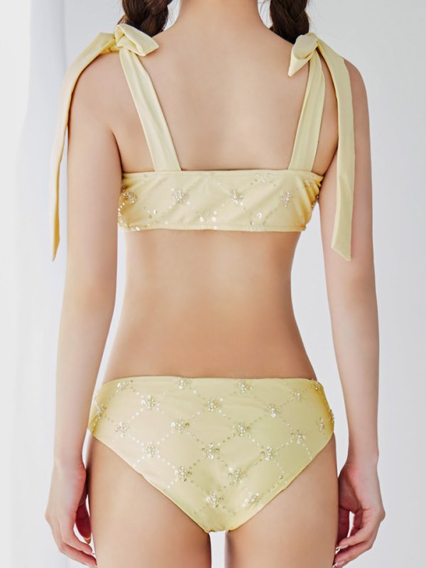 画像22: 【即日発送】【ビキニ】【水着】 ビジューギャザーフロントリボンビキニ ビキニ 2点セット[YMT]