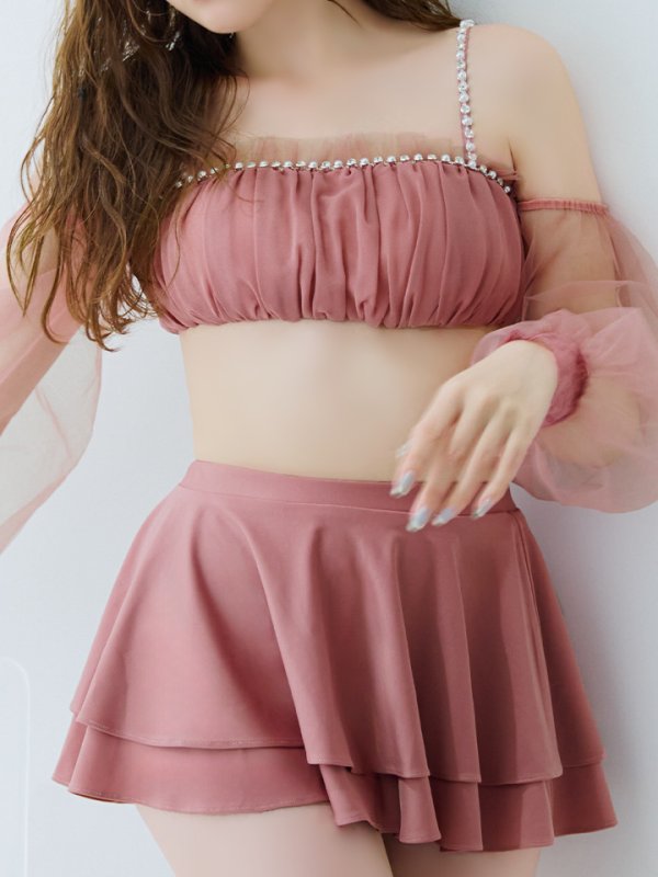 画像19: 【即日発送】【ビキニ】【水着】オフショルダーシアースリーブビキニ [YMT]