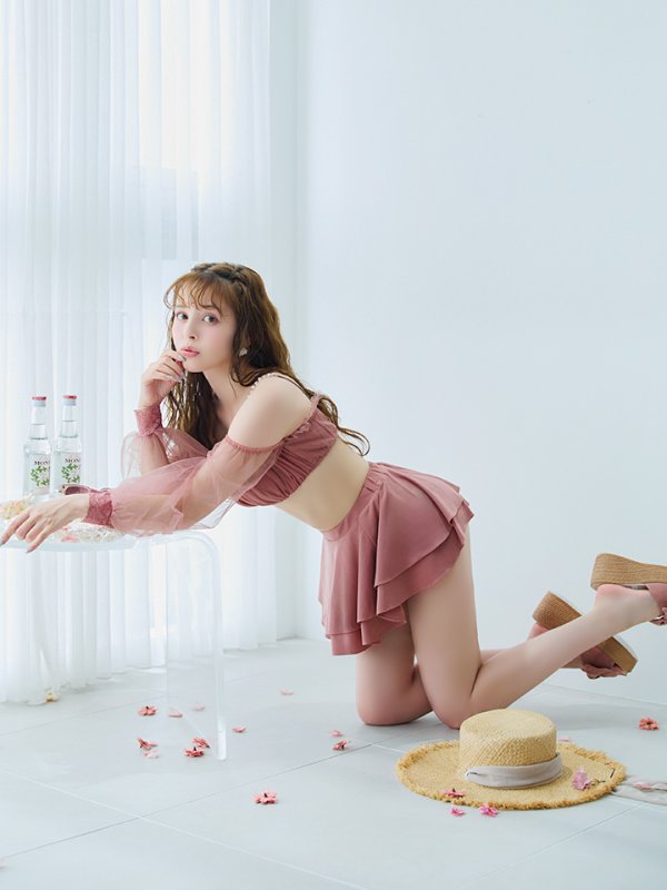 画像12: 【即日発送】【ビキニ】【水着】オフショルダーシアースリーブビキニ [YMT]