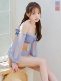 【予約 / 6月下旬発送予定】【ビキニ】【水着】オフショルダーシアースリーブビキニ [YMT]