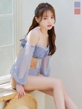 【予約 / 6月下旬発送予定】【ビキニ】【水着】オフショルダーシアースリーブビキニ [YMT]
