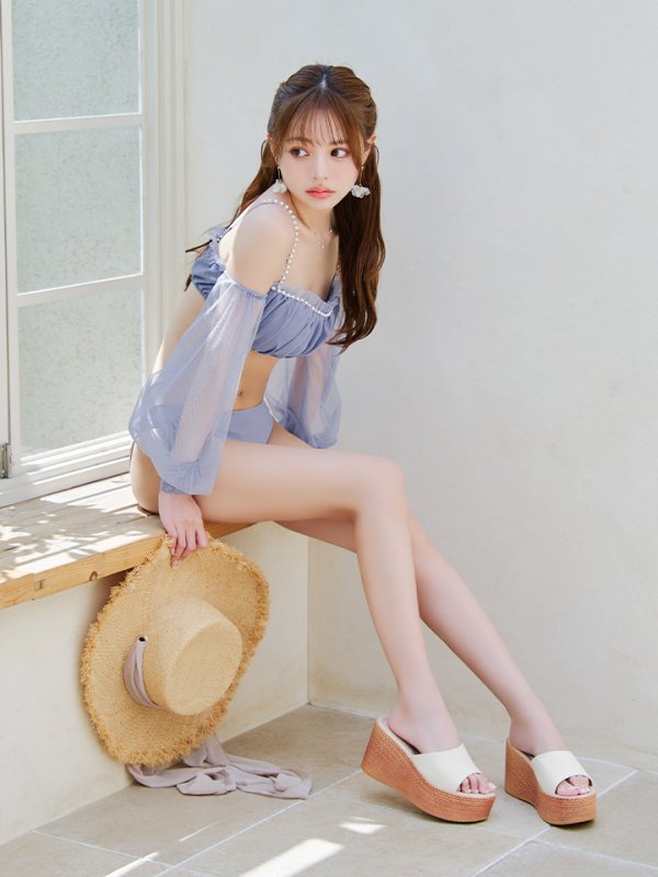 画像13: 【即日発送】【ビキニ】【水着】オフショルダーシアースリーブビキニ [YMT]