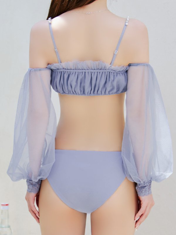 画像22: 【即日発送】【ビキニ】【水着】オフショルダーシアースリーブビキニ [YMT]