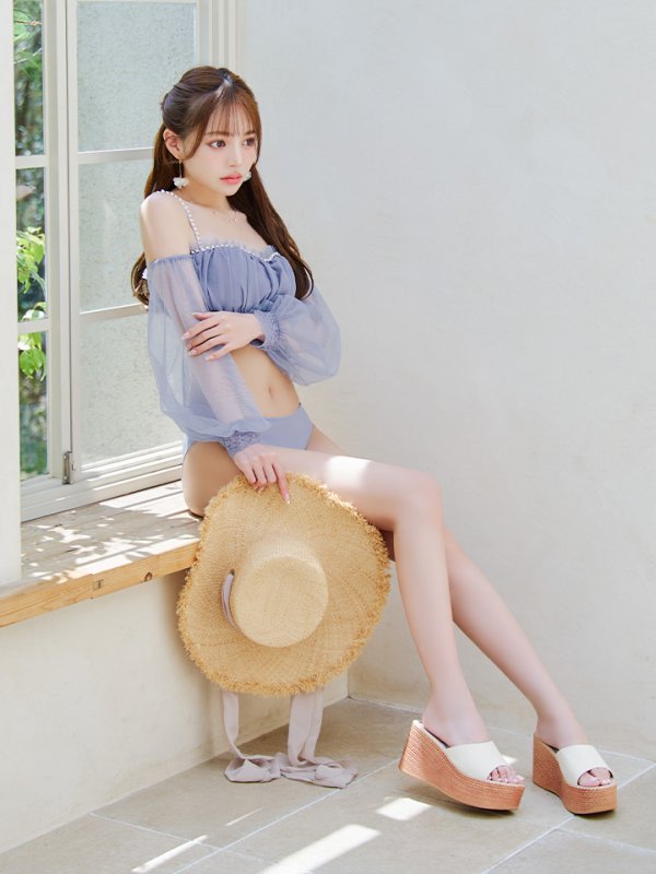 画像12: 【即日発送】【ビキニ】【水着】オフショルダーシアースリーブビキニ [YMT]