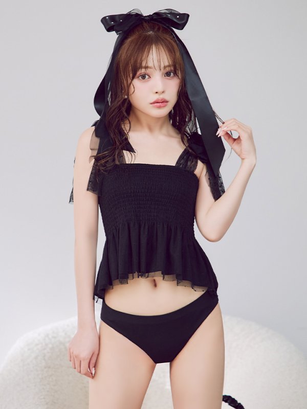 画像7: 【即日発送】【ビキニ】【水着】立体リボンフリルスカートビキニ  3点セット [YMT]