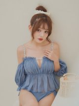 【ビキニ】【水着】 パフスリーブフリルビキニ  2点セット[FB01]【一部予約 / 6月下旬発送予定】