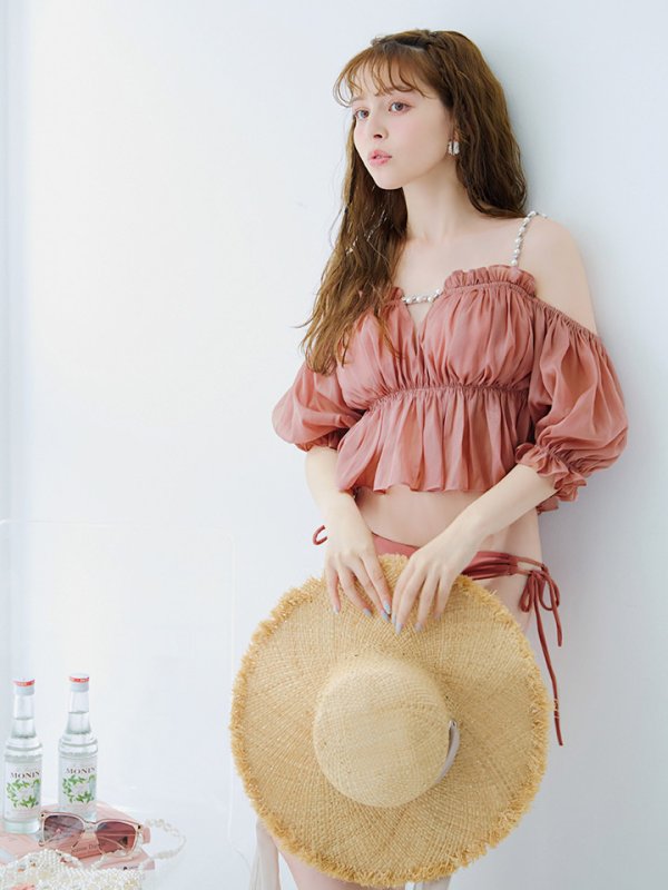 画像11: 【即日発送】【ビキニ】【水着】 パフスリーブフリルビキニ  2点セット[FB01]M282dzp