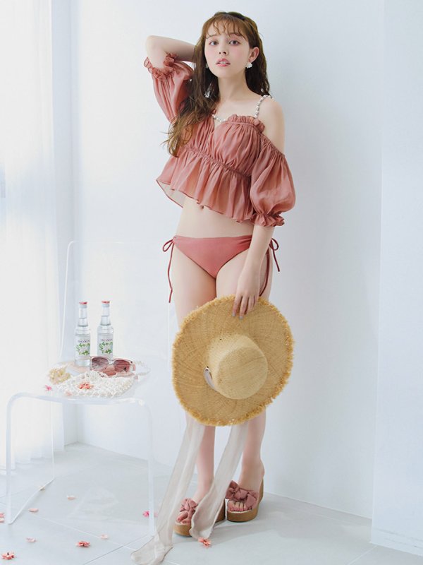 画像7: 【即日発送】【ビキニ】【水着】 パフスリーブフリルビキニ  2点セット[FB01]M282dzp