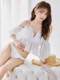 【予約 / 6月下旬発送予定】【ビキニ】【水着】 パフスリーブフリルビキニ  2点セット[YMT]M282dzp