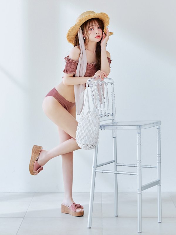 画像21: 【即日発送】【ビキニ】【水着】シャーリングオフショルビキニ  2点セット [YMT]