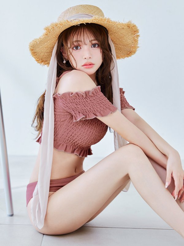 画像23: 【即日発送】【ビキニ】【水着】シャーリングオフショルビキニ  2点セット [YMT]