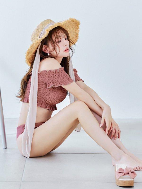 画像11: 【即日発送】【ビキニ】【水着】シャーリングオフショルビキニ  2点セット [YMT]