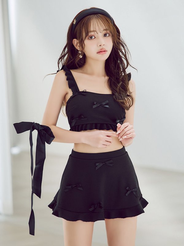 画像10: 【即日発送】【ビキニ】【水着】立体リボンフリルスカートビキニ  3点セット [YMT]