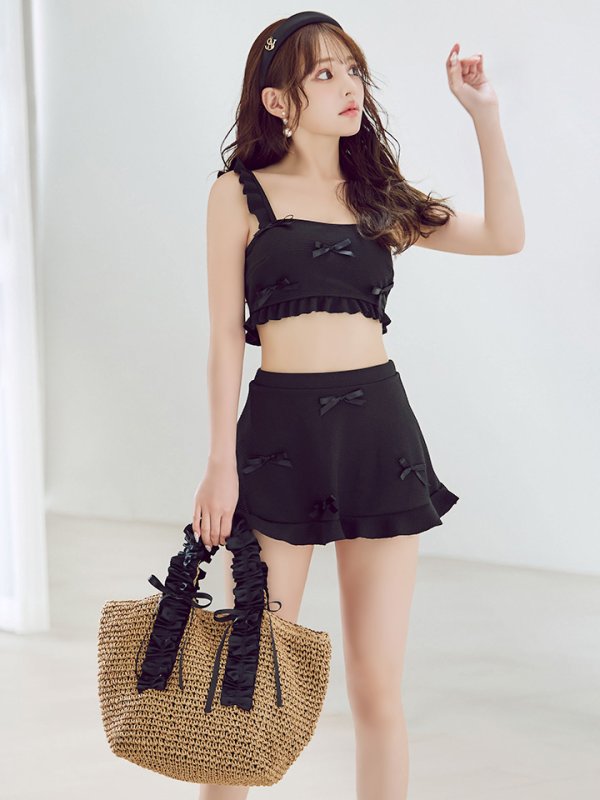 画像8: 【即日発送】【ビキニ】【水着】立体リボンフリルスカートビキニ  3点セット [YMT]