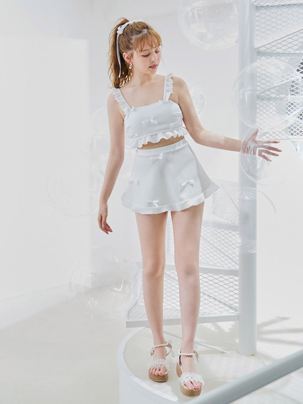 画像18: 【即日発送】【ビキニ】【水着】立体リボンフリルスカートビキニ  3点セット [YMT]