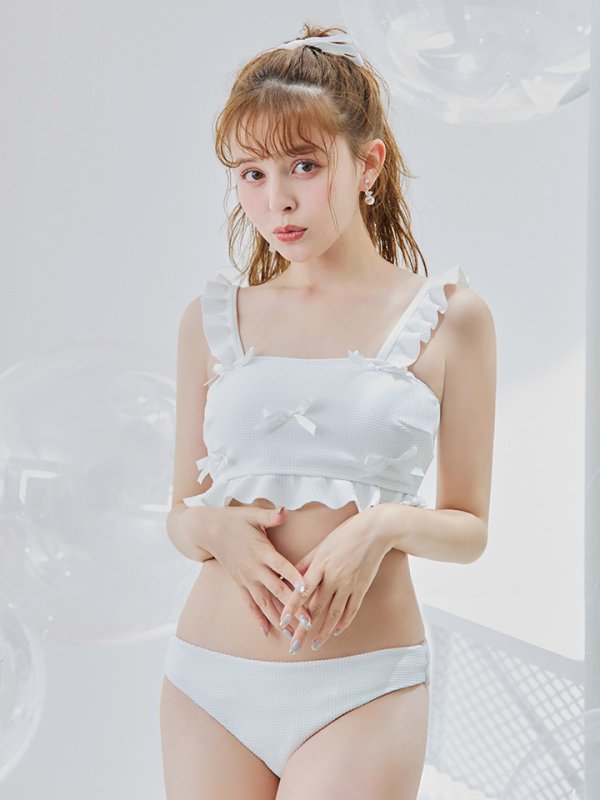 画像19: 【即日発送】【ビキニ】【水着】立体リボンフリルスカートビキニ  3点セット [YMT]