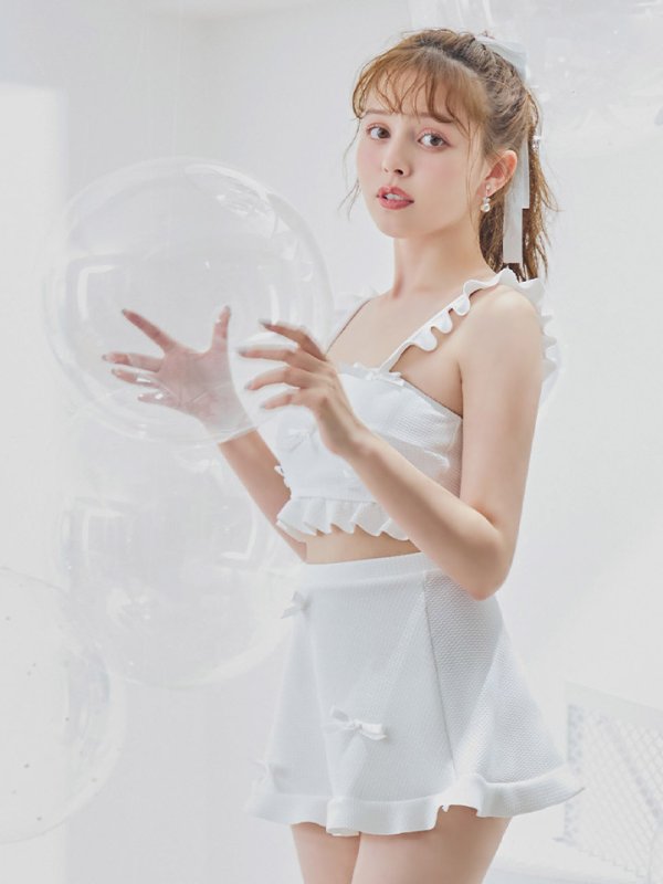 画像10: 【即日発送】【ビキニ】【水着】立体リボンフリルスカートビキニ  3点セット [YMT]