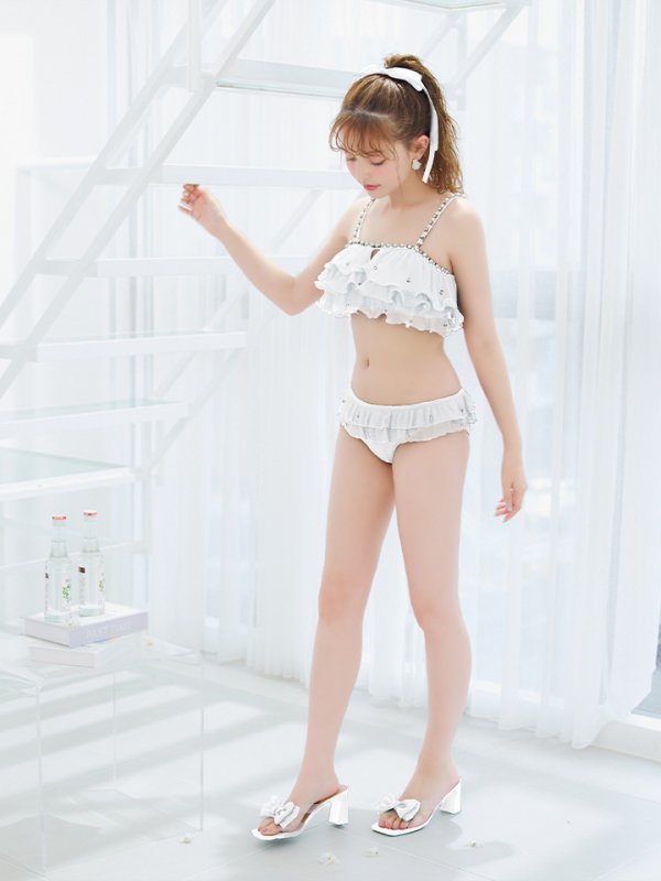 画像2: 【ノベルティ対象】【予約 / 6月下旬発送予定】【ビキニ】【水着】 ガーリーフリル×ビスチェ セットアップ ビキニ 2点セット[YMT]