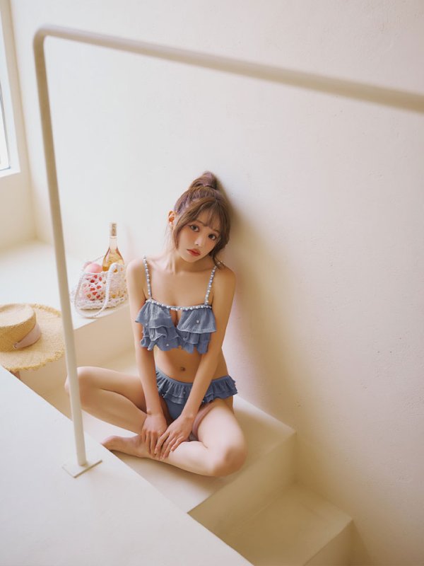 画像3: 【一部予約商品/6月上旬発送予定】【ビキニ】【水着】 ガーリーフリル×ビスチェ セットアップ ビキニ 2点セット[FB01]