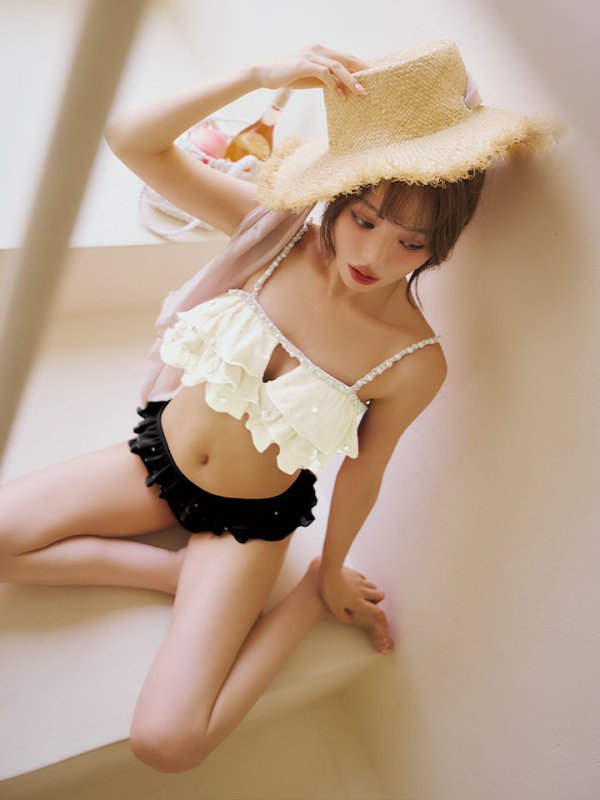 画像8: 【一部予約商品/6月上旬発送予定】【ビキニ】【水着】 ガーリーフリル×ビスチェ セットアップ ビキニ 2点セット[FB01]