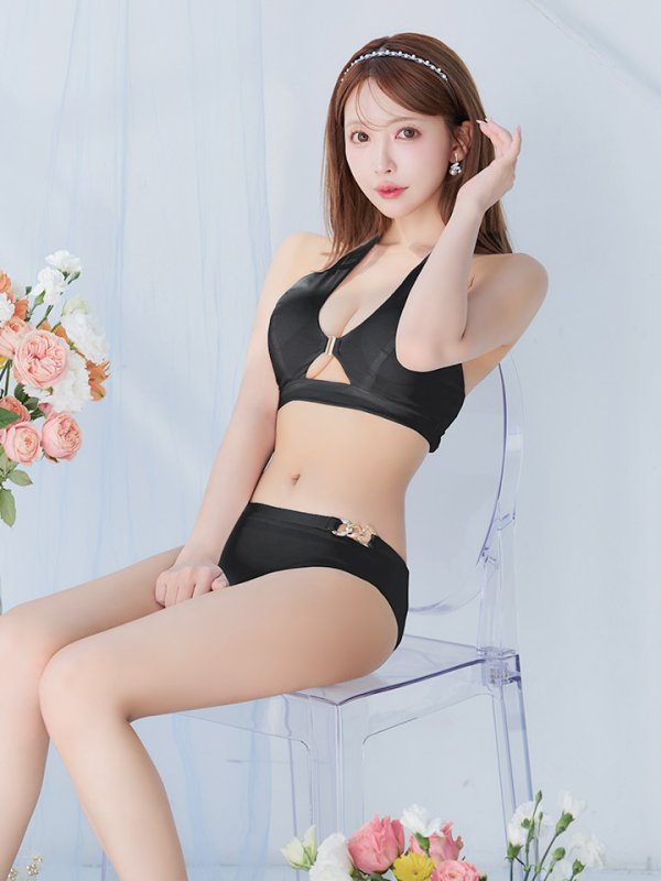 画像4: 【即日発送】【ビキニ】【水着】クロスホルターネックビキニ 2点セット [YMT]