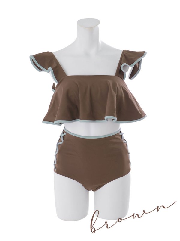 画像22: 【ビキニ】【水着】フリル×バイカラー・ハイウエストビキニ 2点セット 2点セット[FB01]【予約 /6月上旬発送予定】