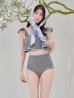 画像1: 【ビキニ】【水着】フリル×バイカラー・ハイウエストビキニ 2点セット 2点セット[FB01]【予約 /6月上旬発送予定】 (1)