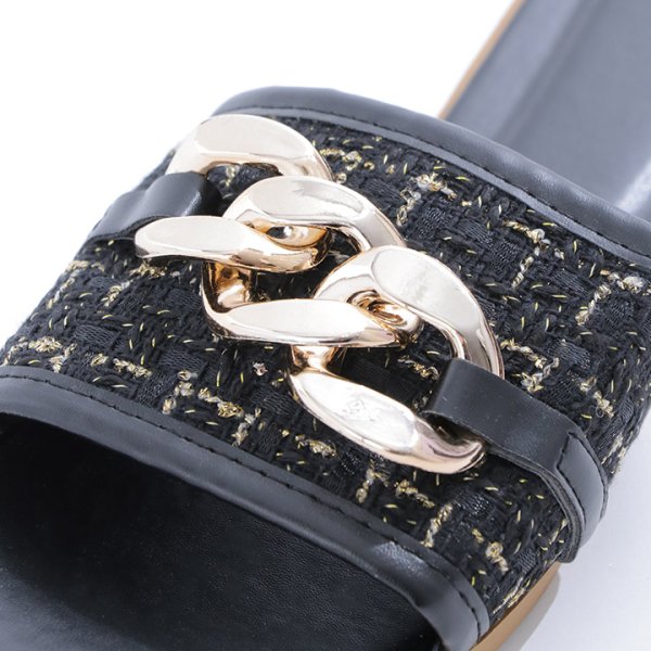 画像6: 【即日発送】【水着小物：ビーチサンダル】ゴールドチェーン付き/ ツイードサンダル[YMT]