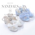 【水着小物：ビーチサンダル】シフォンリボン/ ストラップ付きヒールサンダル[YMT]