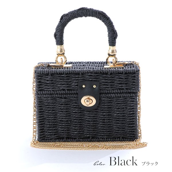 画像4: 【即日発送】【ビキニ】【水着小物：ビーチバッグ】ショルダーチェーン付き/ ランタン編み/ スクエアかごバッグ[YMT]