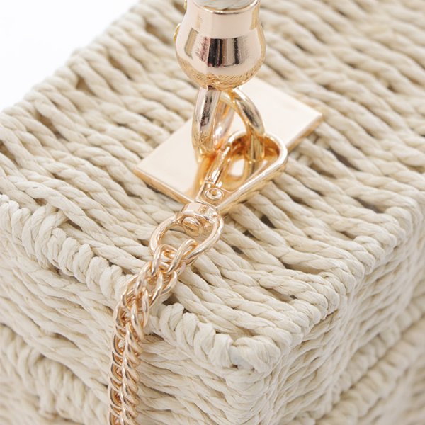 画像8: 【即日発送】【ビキニ】【水着小物：ビーチバッグ】ショルダーチェーン付き/ ランタン編み/ スクエアかごバッグ[YMT]