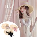 【水着小物：帽子】カラーリボンストローハット[YMT]