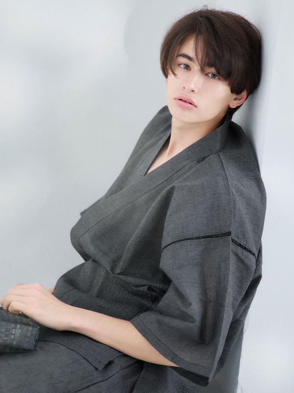 画像8: 【即日発送】【メンズ甚平】ダークグレー甚平【甚平・下駄セット】[OF04]