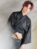 【即日発送！】【メンズ浴衣】ブラック×シンプル金魚浴衣【浴衣・帯・下駄セット】 OBI-MS-003-wk-5-Y [YMT]