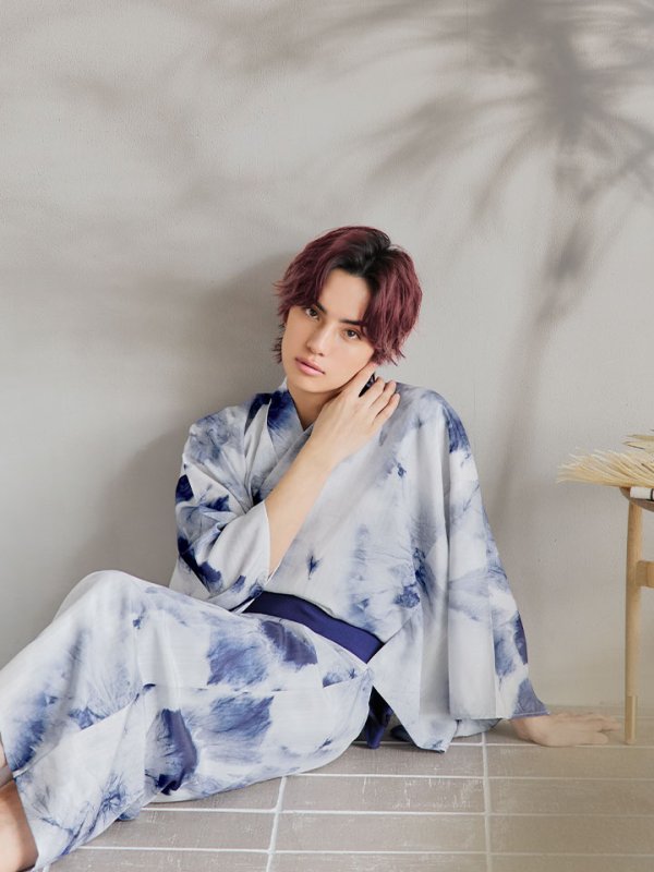 画像17: 【即日発送！】【メンズ浴衣】ブルー絞り柄タイダイ浴衣【浴衣３点セット 浴衣/帯/下駄】[YMT]