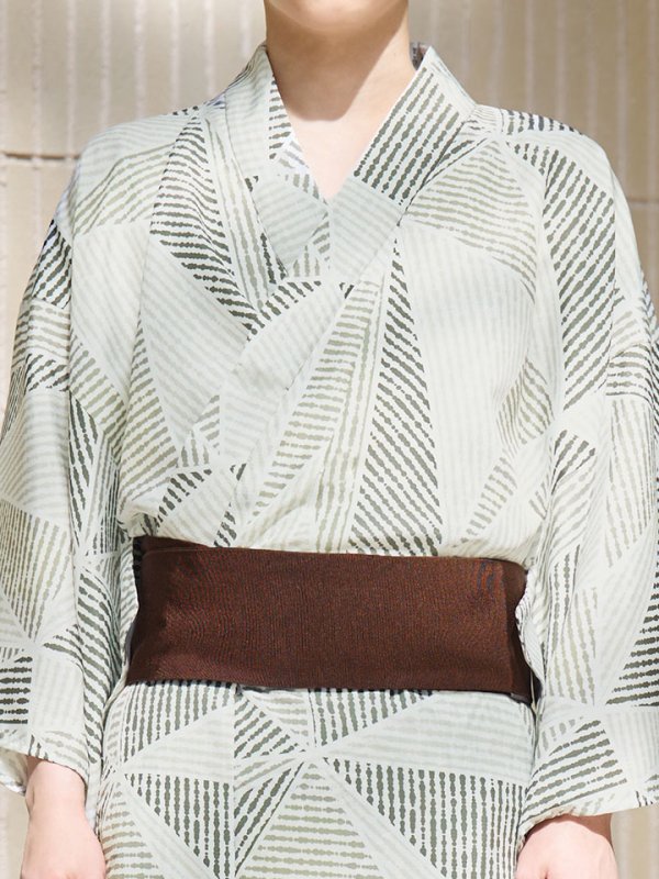 画像15: 【即日発送！】【メンズ浴衣】カーキグリーン幾何学的模様浴衣【浴衣３点セット 浴衣/帯/下駄】[YMT]