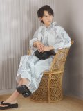 【即日発送！】【メンズ浴衣】カーキグリーン幾何学的模様浴衣【浴衣・帯・下駄セット】OBI-MS-002-wk-4-WR