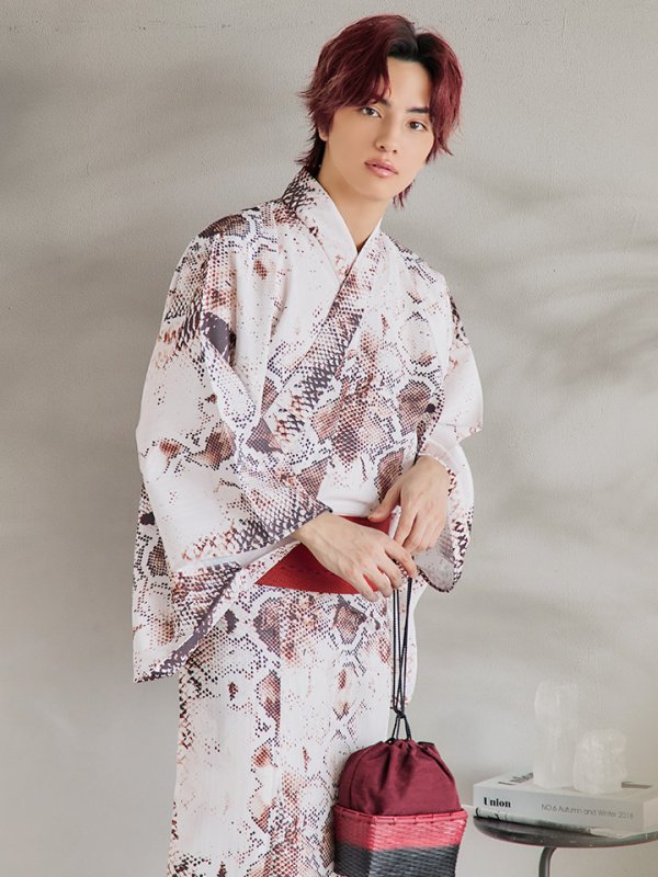 画像3: 【即日発送！】【メンズ浴衣】パイソン柄浴衣【浴衣３点セット 浴衣/帯/下駄】[YMT]