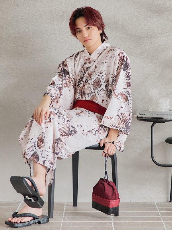 画像8: 【即日発送！】【メンズ浴衣】パイソン柄浴衣【浴衣３点セット 浴衣/帯/下駄】[YMT]